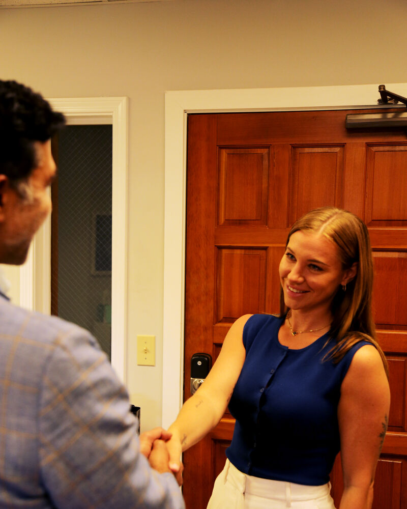 Dr. Loungani welcoming a visitor at the Enhance Psych office